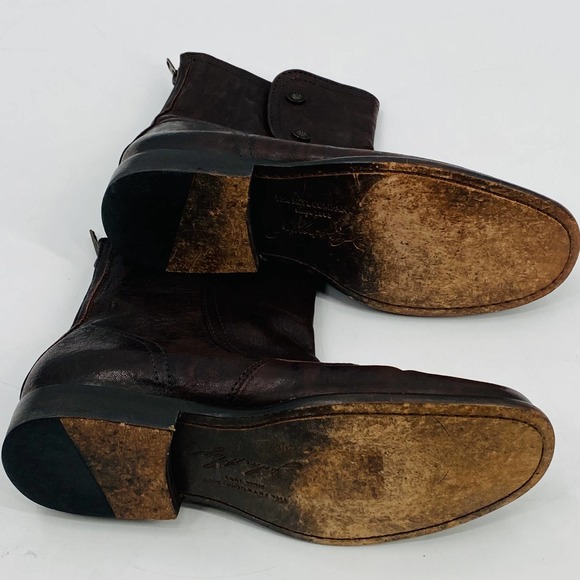 Frye Women's Phillip Military Zip Boot Dark Brown Leather Size 37 - Picture 8 of 10